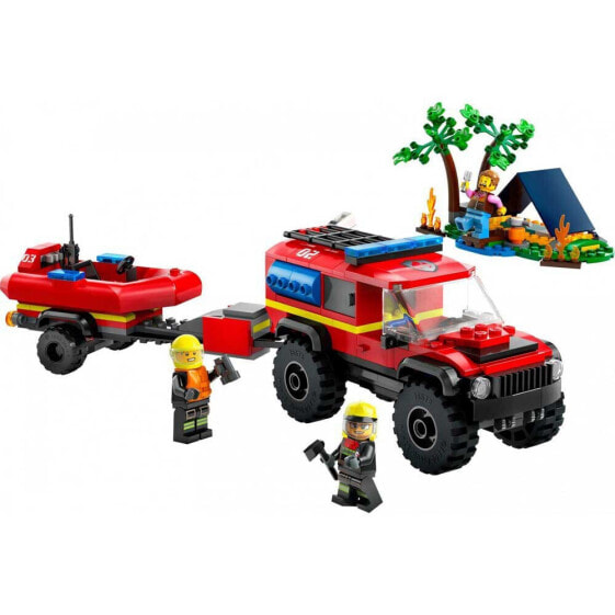 LEGO 4X4 Firefighter Truck With Rescue Boat Construction Game