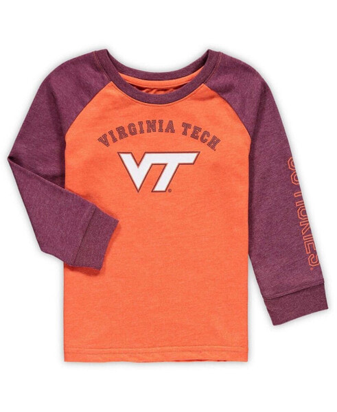 Toddler Boys and Girls Heathered Orange Virginia Tech Hokies Long Sleeve Raglan T-Shirt