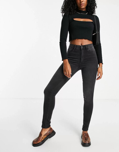 ONLY Royal high waisted skinny jeans in washed black