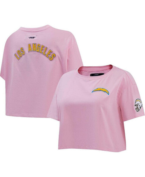 Women's Pink Los Angeles Chargers Cropped Boxy T-shirt