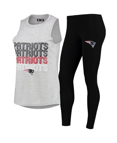 Пижама Concepts Sport женская "Серый буклированный, Черный" New England Patriots Profound с топом и леггинсами