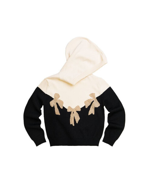 Little Girls / DANA FW23 RIBBON FINE YARN HOODIE SWEATER