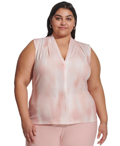 Plus Size Printed Sleeveless V-Neck Camisole Top