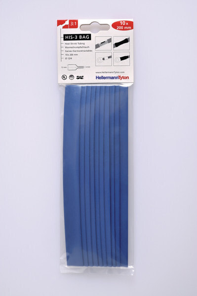 HellermannTyton Hellermann Tyton 308-31212 - Heat shrink tube - Blue - 20 cm - 1.2 cm - 4 mm - 10 pc(s)