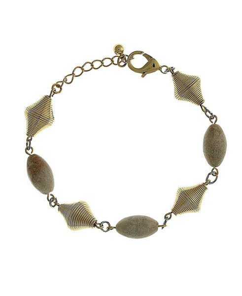 by 1928 Gold Tone Genuine River Stone Beaded Bracelet
