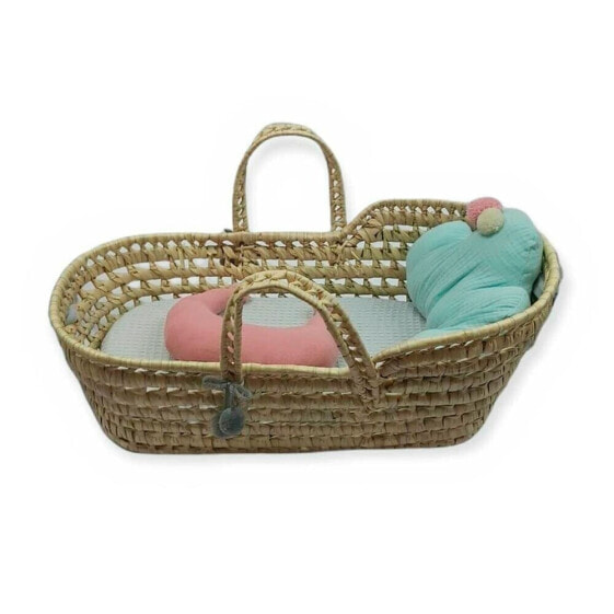 BERJUAN Wicker Carrycot With Cloud And Moon Cushion 2000-22