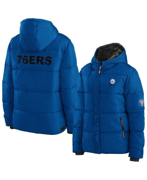 Куртка WEAR by Erin Andrews женская Свитшоты и толстовки Plush Puffer Full-Zip синего цвета, Philadelphia 76ers