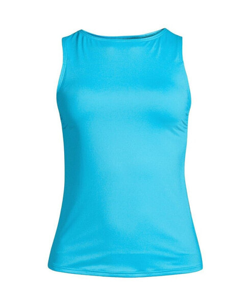 Plus Size Chlorine Resistant High Neck UPF 50 Sun Protection Modest Tankini Swimsuit Top