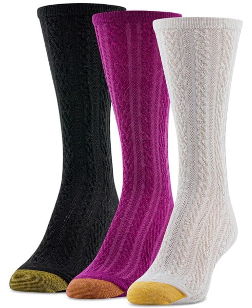 Women's Casual Cable Knit Crew Socks, Pack of 3