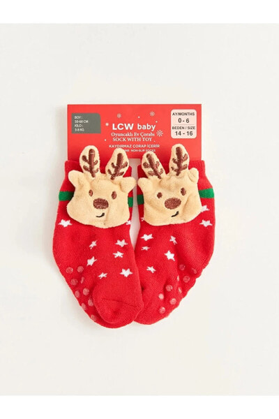 LCW baby Yılbaşı Temalı Oyuncaklı Erkek Bebek Ev Çorabı