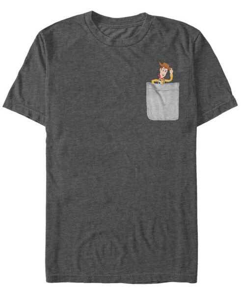 Toy Story Men's Woody Faux Pocket Short Sleeve T-Shirt