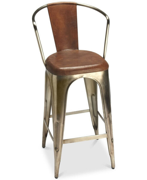Roland Iron and Leather Barstool
