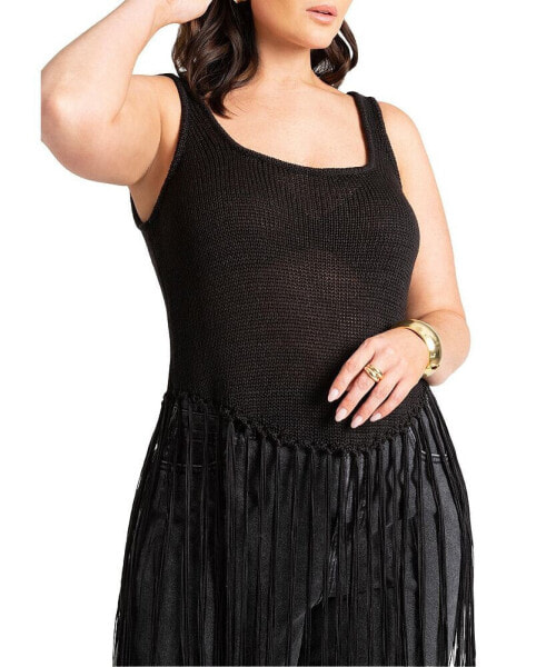 Plus Size Fringe Sweater Tank