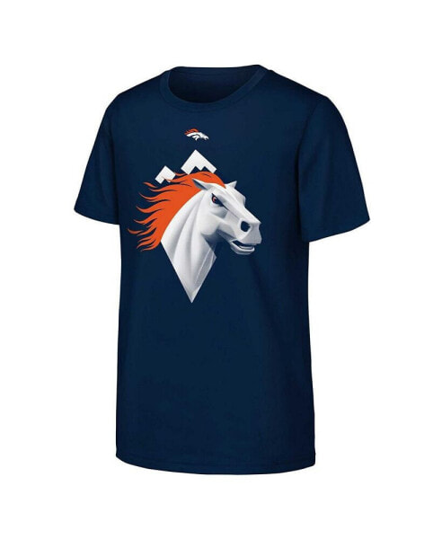 Big Boys and Girls Navy Denver Broncos Draft Illustration T-Shirt