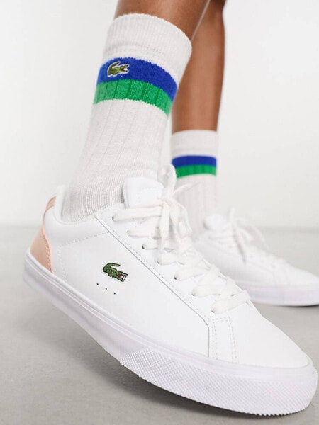 Lacoste Lerond Pro trainers in white and pink