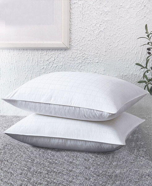 2 Pack Premium 100% Cotton Down-Around Design Down Feather Bed Pillow Set, Queen