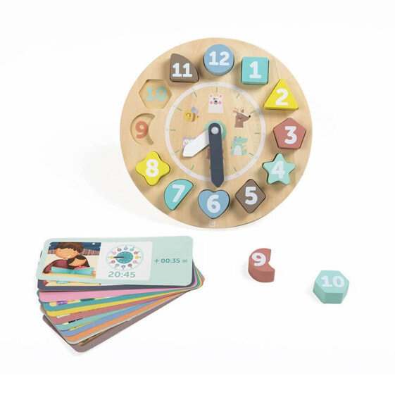 EUREKAKIDS Wooden nesting clock with cards to learn the hours