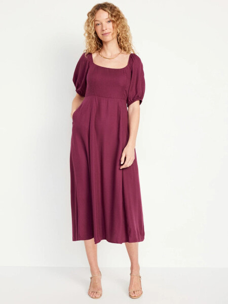 Fit and Flare Crepe Midi Dress