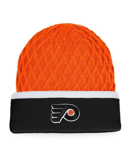 Men's Orange and Black Philadelphia Flyers Iconic Striped Cuffed Knit Hat