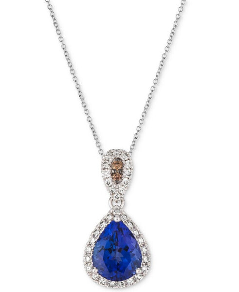 Blueberry Tanzanite (2 ct. t.w.) & Diamond (3/8 ct. t.w.) 18" Pendant Necklace in 14k White Gold