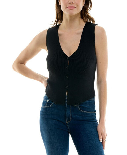 Свитер Ultra Flirt Ribbed V-Neck Button-Front выполненный из Кашемира