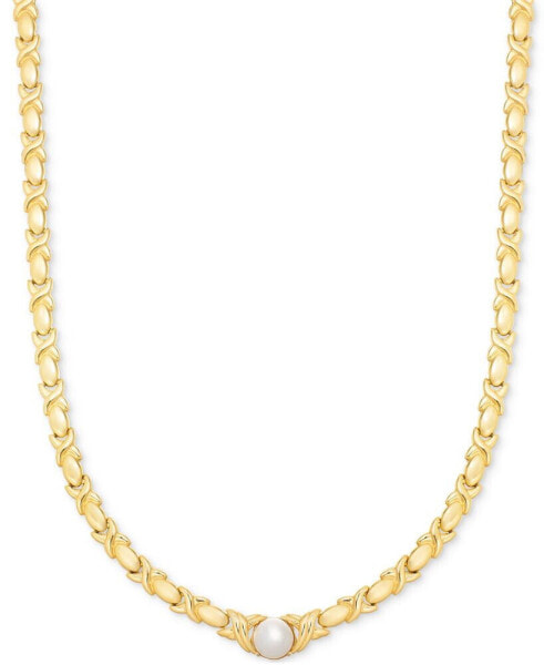 Macy's cultured Freshwater Pearl (9mm) 18" Collar Necklace in 14k Gold-Plated Sterling Silver