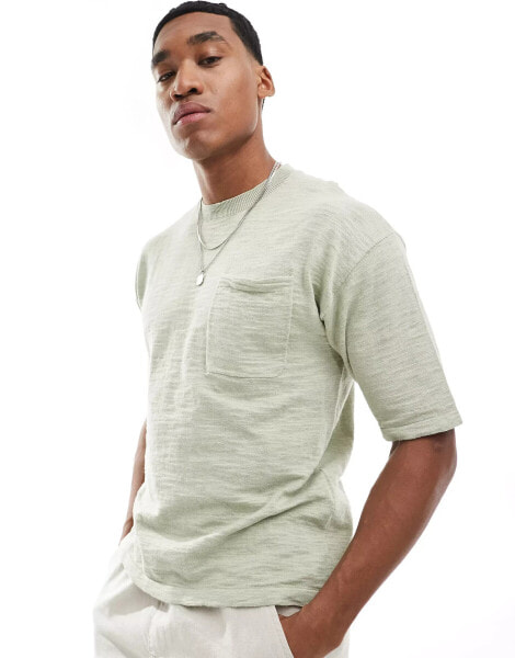 Jack & Jones knitted oversize t-shirt in mint