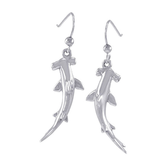 DIVE SILVER Hammerhead Shark Long Hook Earring