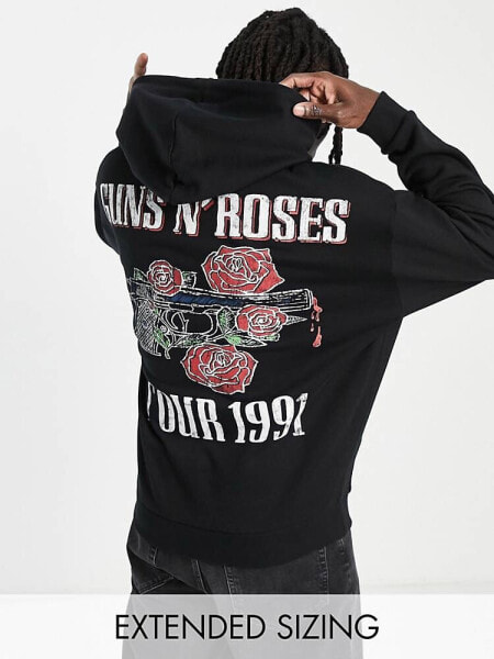 ASOS DESIGN oversized hoodie with Guns N Roses prints in black