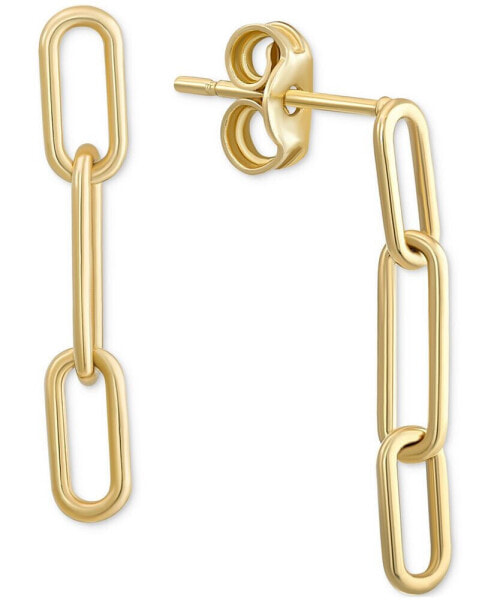 Oval Triple Link Chain Drop Earrings in 10k Gold