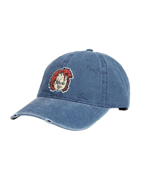 Men's Chucky Face With Distressed Logo Adult Denim Baseball Cap