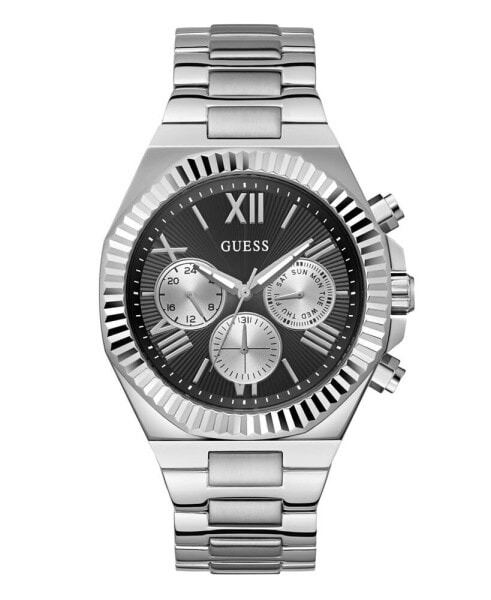 Men's Analog Silver-Tone Steel Watch 44mm