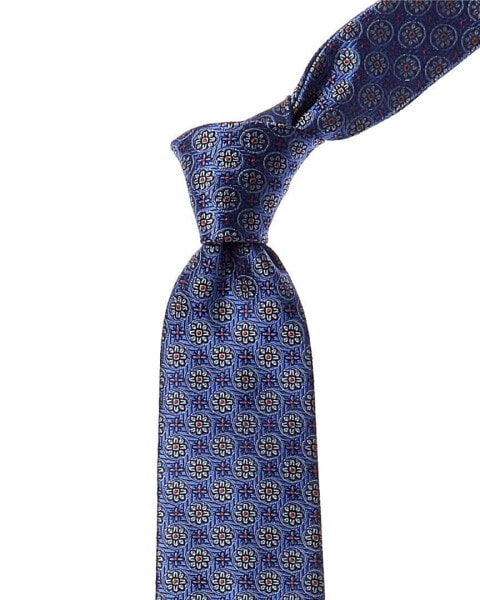 Canali Blue Floral Silk Tie Men's Blue Os