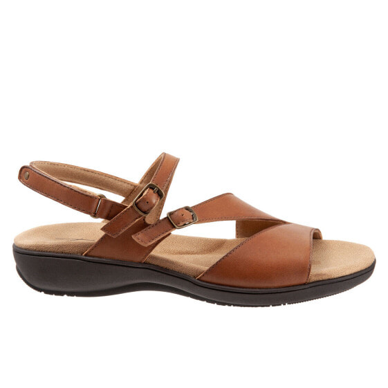 Trotters Riva T2016-215 Womens Brown Leather Strap Sandals Shoes