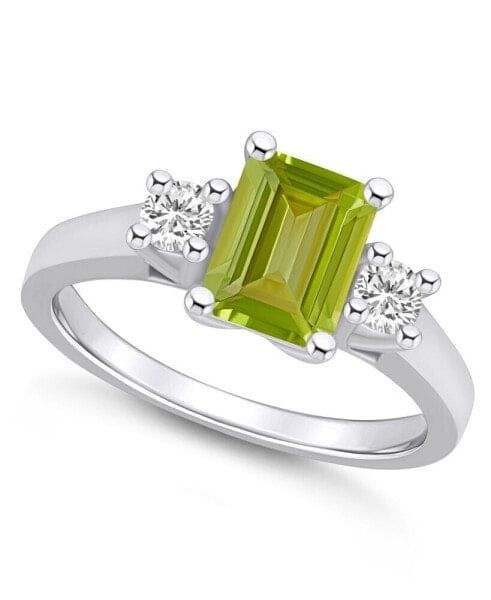 Peridot and Diamond Ring (1-3/4 ct.t.w and 1/4 ct.t.w) 14K White Gold