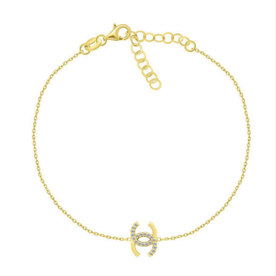 Iconic gold-plated bracelet with zircons World Icon BRC139Y