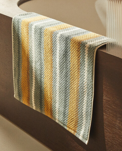 Jacquard striped bath mat