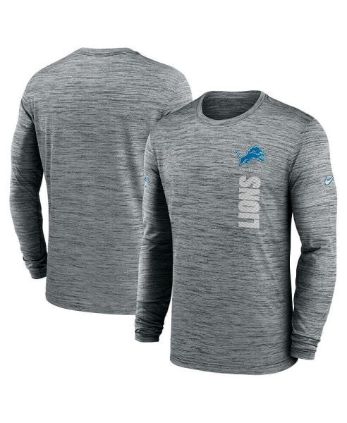 Men's Gray Detroit Lions 2024 Sideline Velocity Performance Long Sleeve T-Shirt