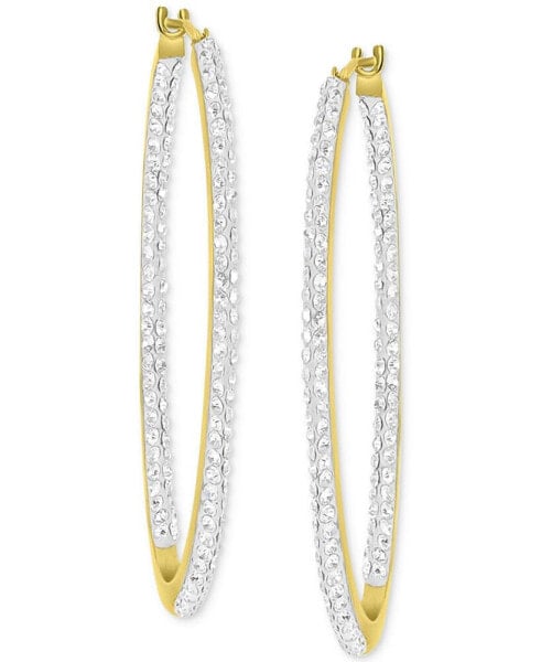 Crystal Pavé In & Out Medium Hoop Earrings in 10k Gold, 1.57"