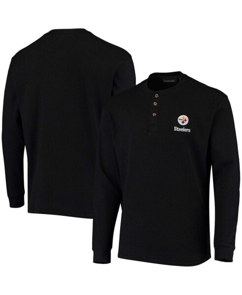 Men's Black Pittsburgh Steelers Maverick Thermal Henley Long Sleeve T-shirt