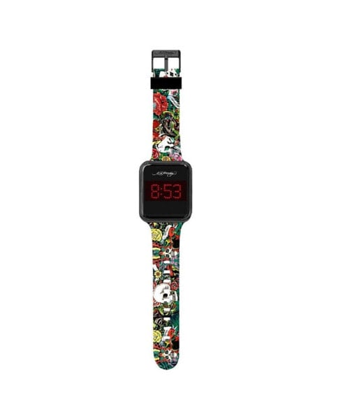 Часы и аксессуары, Ed Hardy, Мужские часы с мультцветным силиконовым ремешком 45 мм
