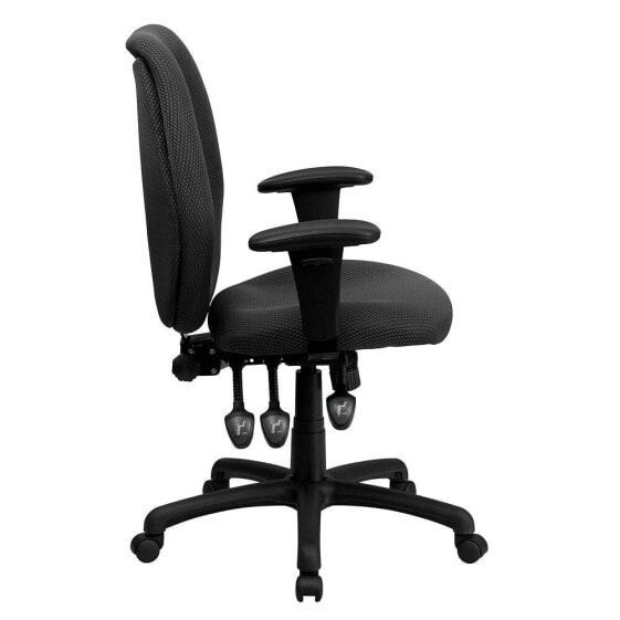 High Back Gray Fabric Multifunction Ergonomic Executive Swivel Chair With Adjustable Arms