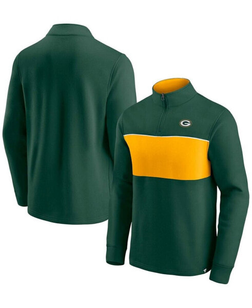 Men's Green and Gold-Tone Green Bay Packers Block Party Quarter-Zip Jacket