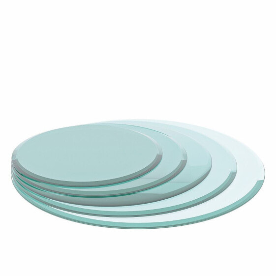 32 Inch Round Tempered Glass Table Top Clear Glass 3/8 Inch Thick Beveled Polished Edge