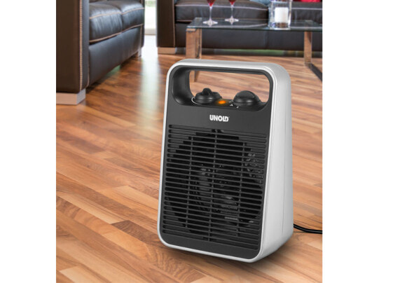 UNOLD 86106 - Fan electric space heater - 1.5 m - Floor - Table - Black - Silver - Plastic - Rotary