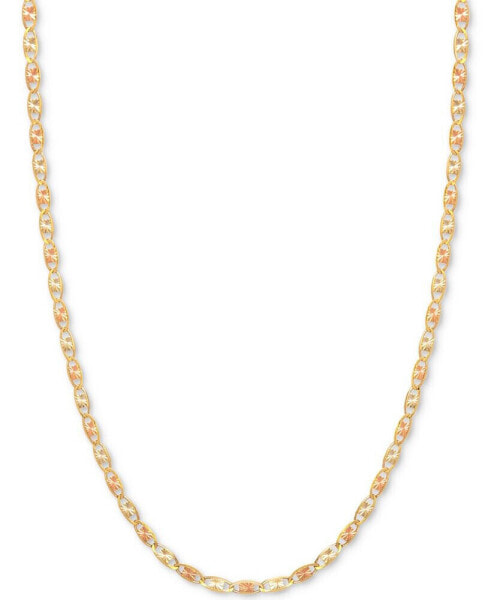 16" Tri-Color Valentina Chain Necklace (1/5mm) in 14k Gold, White Gold & Rose Gold