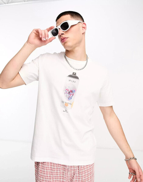 PS Paul Smith t-shirt with spray can back print in white Exclusive to ASOS