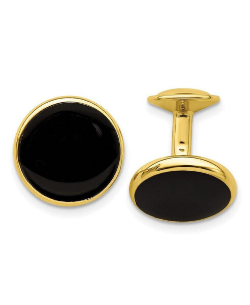 Kelly Waters Gold-plated Black Epoxy Round Cuff Links