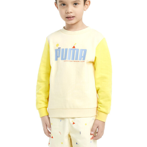 Puma X Tiny Colourblocked Crew Neck Sweatshirt Youth Boys Yellow 534812-41