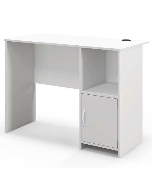 Modern Computer Desk with Cabinet-White